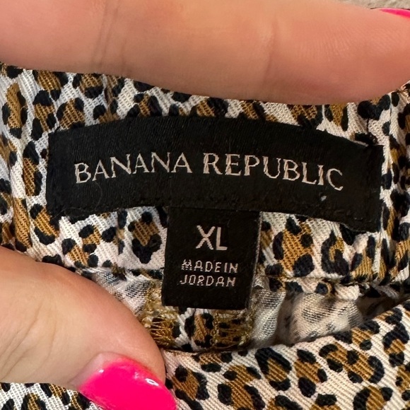 BANANA Republic Women’s Size XL Animal Print Crop Straight Pants Pockets Lyocell - Picture 3 of 5